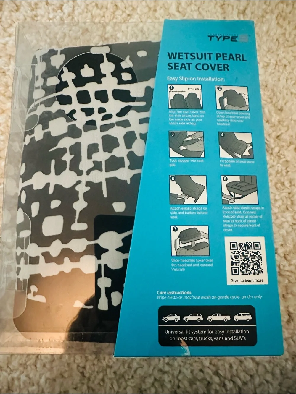 NEW Black & Gray Wetsuit Pearl Seat Cover - 1 cover -